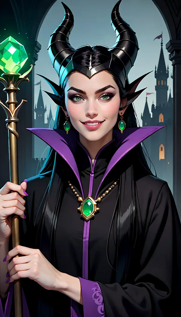 Maleficent from Sleeping Beauty, AI fan art portrait